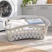 Large Plastic Laundry Basket with Carry Handles