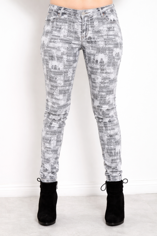 White Check Skinny Fit Jeans