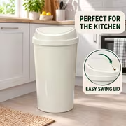 51L Cream Swing-Top Waste Bin