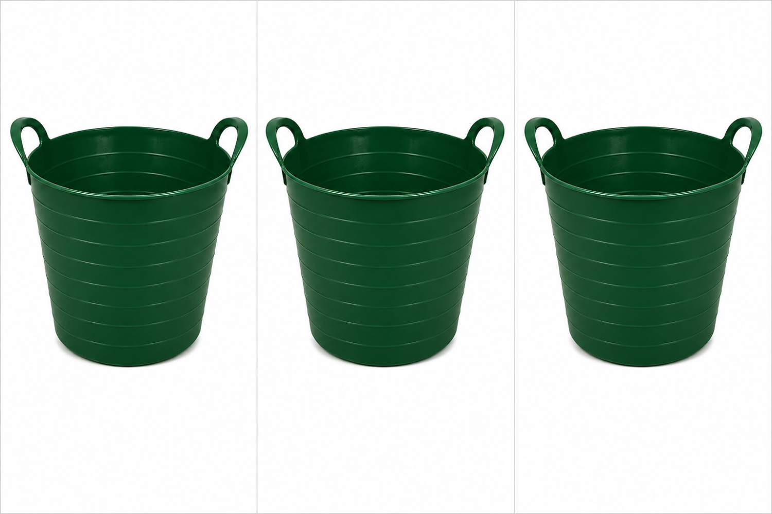 3 x 42L Dark Green Heavy Duty Flexi Tubs - Garden Storage & Builders Buckets