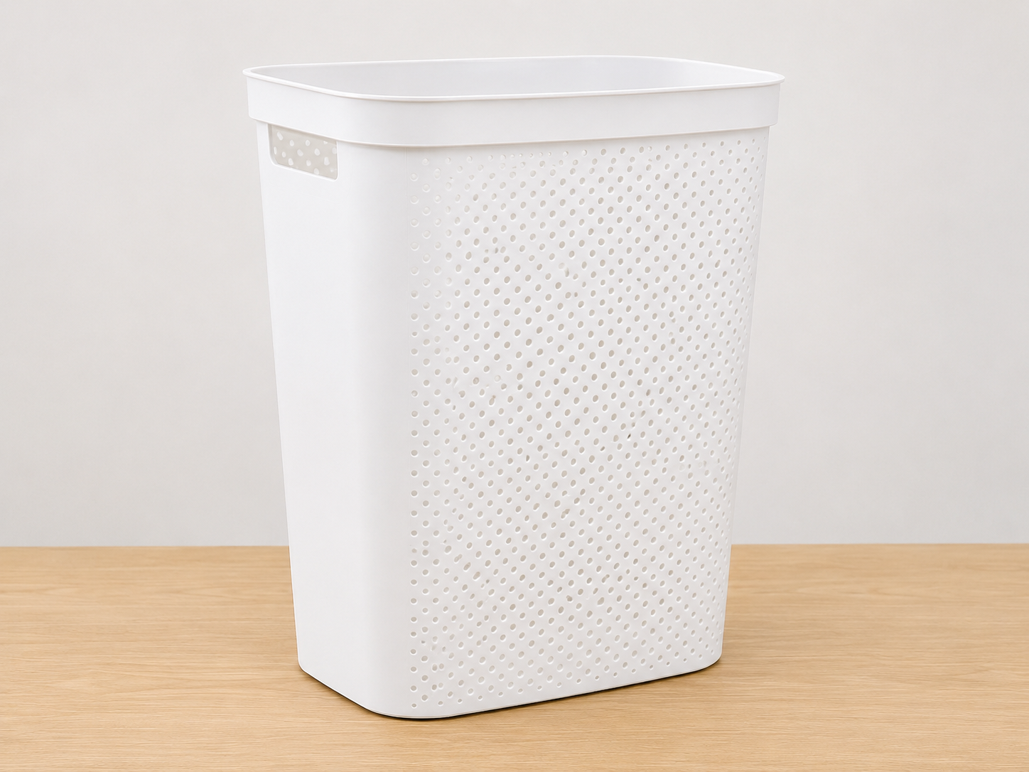 White Laundry Basket Hamper with Handles - Ventilated Clothes Storage Bin