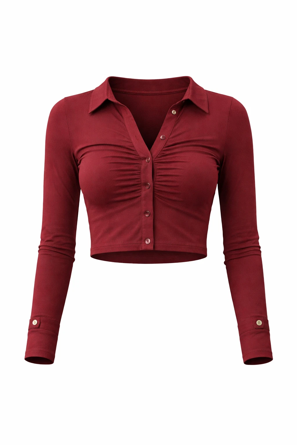 Women's Long Sleeve Crop Top - Slim Fit Stretch Casual Basic Tee
