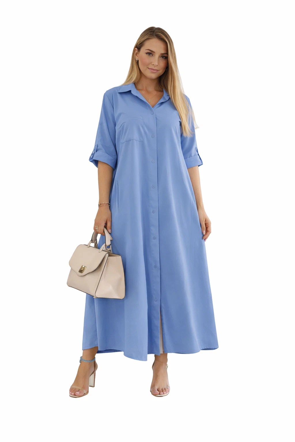 London Nova Fashion Women's Oversized Maxi Shirt Dress - Button Down Casual Summer