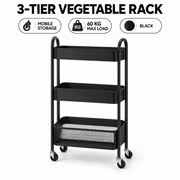 3-Tier Rolling Storage Trolley with Wheels - 60kg Capacity