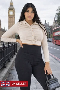 Women's Long Sleeve Crop Top - Slim Fit Stretch Casual Basic Tee