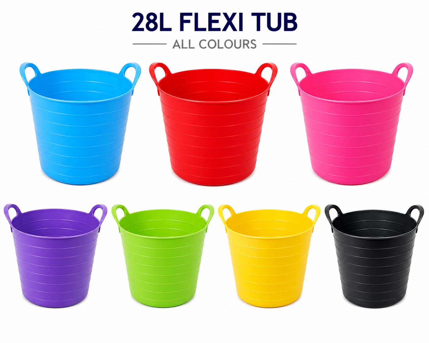 28L Heavy Duty Flexi Tub Bucket - Plastic Garden Storage & Builders Bin