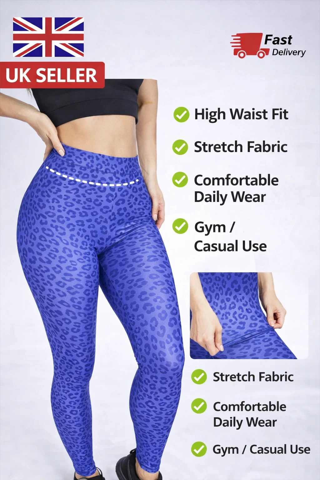 Women's High Waist Gym Leggings - Stretch Yoga Pants Fitness Activewear
