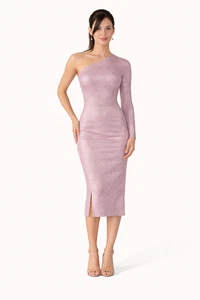 Women's One Shoulder Midi Dress - Slim Fit Elegant Party Evening Wear