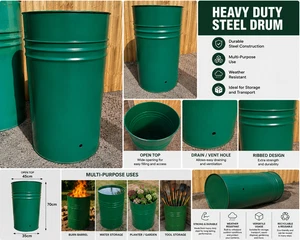 Heavy Duty Steel Drum Garden Incinerator - Open Top Metal Barrel Bin