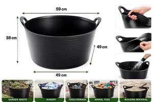 56L Heavy Duty Flexi Tub - Plastic Garden Waste & Builders Bucket