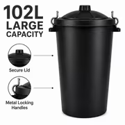 102L Extra Large Heavy Duty Dustbin with Locking Lid