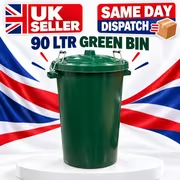90L Heavy-Duty Green Refuse Bin with Locking Lid