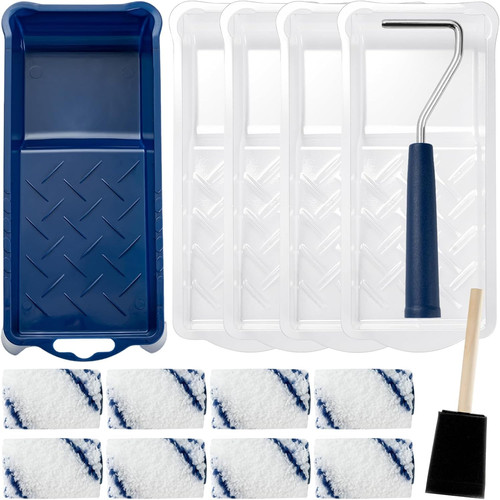 Paint Roller Set with Tray, Roller Frame & 2 Roller Sleeves - DIY Decorating Kit